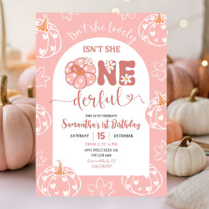 Invitation Citrouille rose Whimsical Retro Anniversaire compl