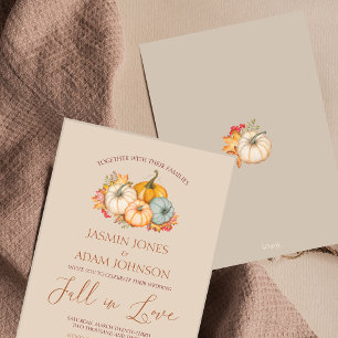 Invitation Citrouille rustique Automne Mariage neutre