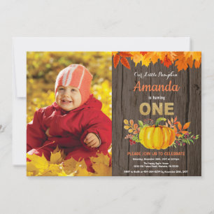 Invitation Citrouille Rustique Automne Premier Anniversaire O