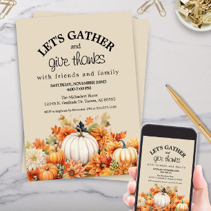 Invitation Citrouille Rustique Faisons un Friendsgiving