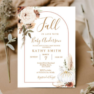 Invitation Citrouille Rustique Floral Boho Arch Chute en amou