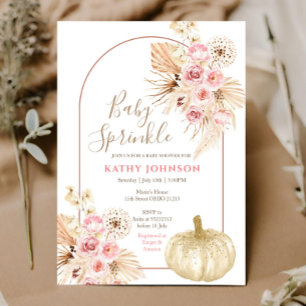 Invitation Citrouille rustique Pampas Baby Sprinkle Invitatio