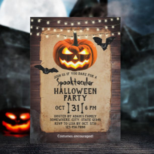 Invitation Citrouille rustique Spooktacular Halloween Party
