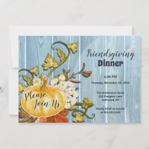 Invitation Citrouille rustique Thanksgiving Friendsgiving
