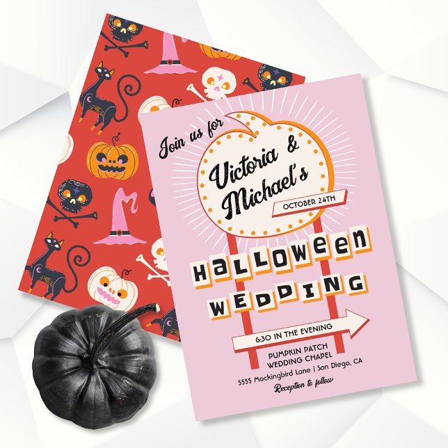 Invitation Citrouille signe Mod Halloween Mariage (Créateur téléchargé)