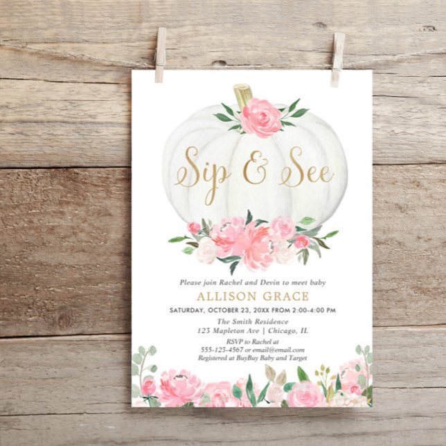 Invitation Citrouille siroter et voir, automne rencontrer bie (Créateur téléchargé)