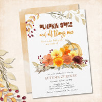 Citrouille Spice Poem Autumn Flowers Baby shower