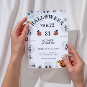 Invitation Citrouille   Spider Web Halloween Bureau Party Bla