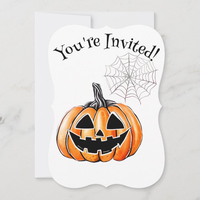 Invitation Citrouille & Spider Web Halloween Party (Devant)