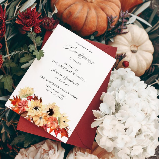 Invitation Citrouille & Sunflower Friendsgiving (Créateur téléchargé)