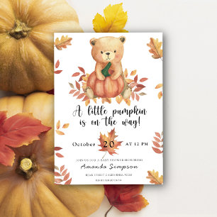 Invitation Citrouille Teddy Bear Baby shower d'automne