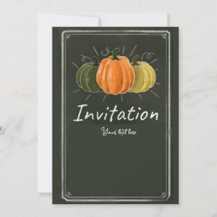 Invitation Citrouille tendance Chalk sur tableau noir