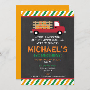Invitation Citrouille timbre premier anniversaire mignon auto