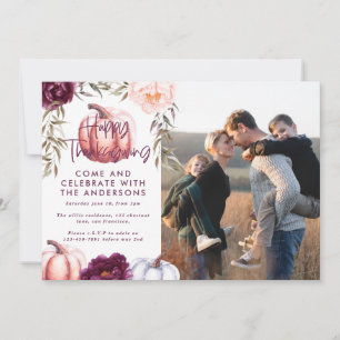 Invitation citrouille tomber violet remerciement photo