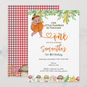 Invitation Citrouille Tourner un champignon Plaid 1er anniver