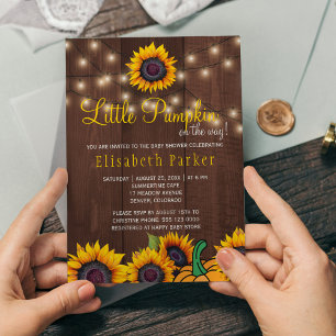 Invitation Citrouille Tournesols Rustic Barne Baby shower en 