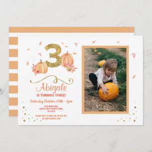 Invitation Citrouille TROIS Anniversaire 3e d'automne Invita
