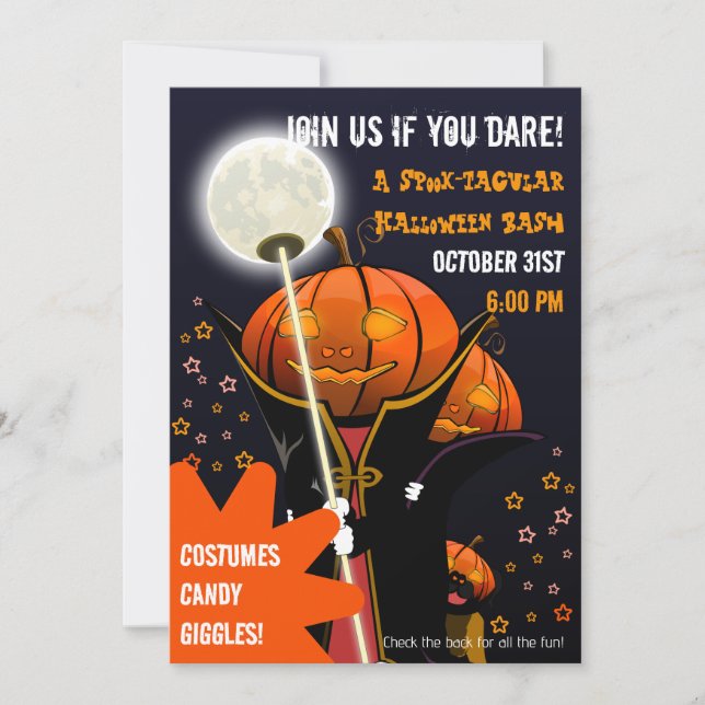 Invitation Citrouille Vampire Enfants Tout-Petits Halloween (Devant)