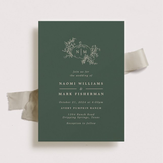 Invitation Citrouille Vines Monogramme Mariage (Créateur téléchargé)