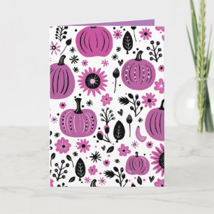 Invitation Citrouille violette de Thanksgiving et fleur d'aut