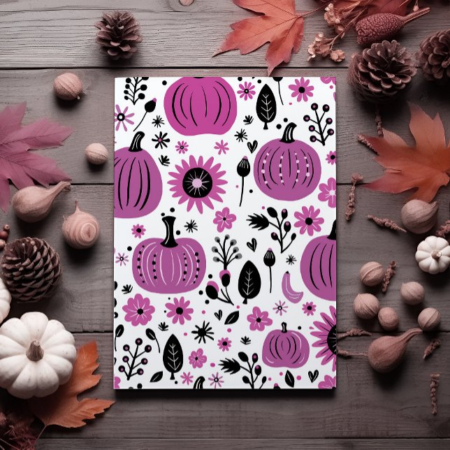 Invitation Citrouille violette et fleurs d'automne pour Thank (Créateur téléchargé)