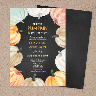 Invitation Citrouille wreath neutre sexe baby shower de chute