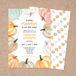 Invitation Citrouille wreath neutre sexe baby shower de chute