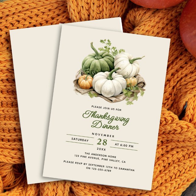 Invitation Citrouilles aquarelle rustique moderne de Thanksgi (Créateur téléchargé)