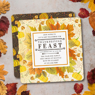Invitation Citrouilles Automne Récolte Motif