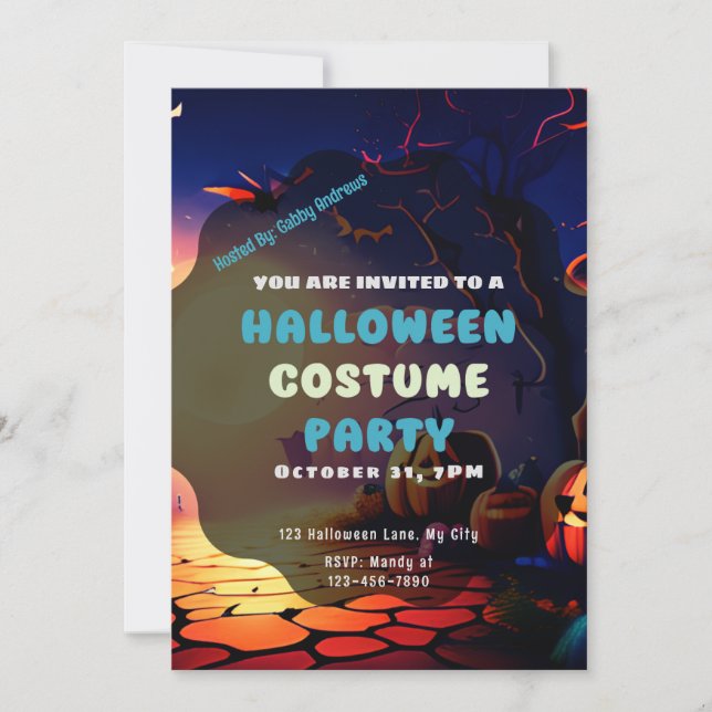 Invitation Citrouilles Creepy Forest Jack-O' Lanterns Hallowe (Devant)