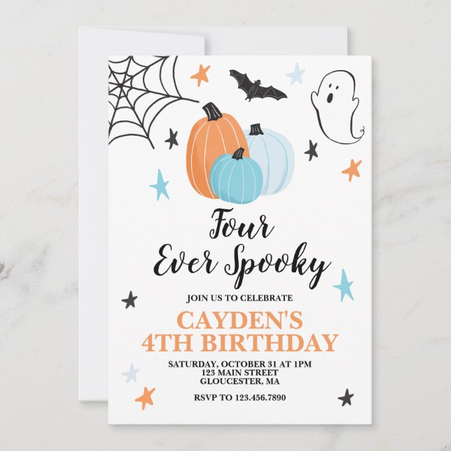 Invitation Citrouilles d'anniversaire effrayantes Halloween q (Devant)
