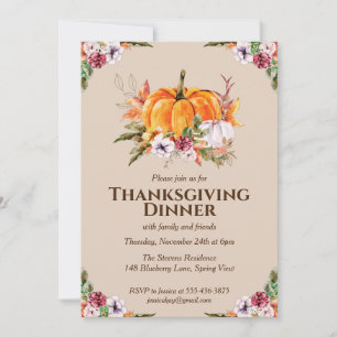 Invitation Citrouilles D'Automne Et Foliting Thanksgiving Inv