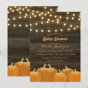 Invitation Citrouilles d'automne et guirlandes lumineuses Bab