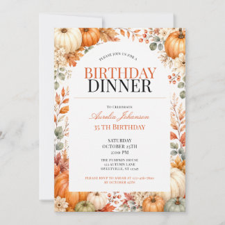Invitation Citrouilles d'automne Fête d'anniversaire adulte S
