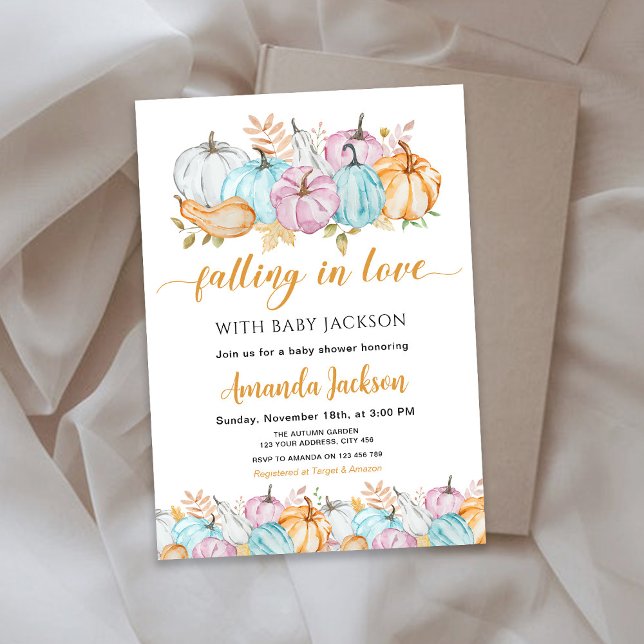 Invitation Citrouilles d'automne tombés amoureux Baby shower (Créateur téléchargé)