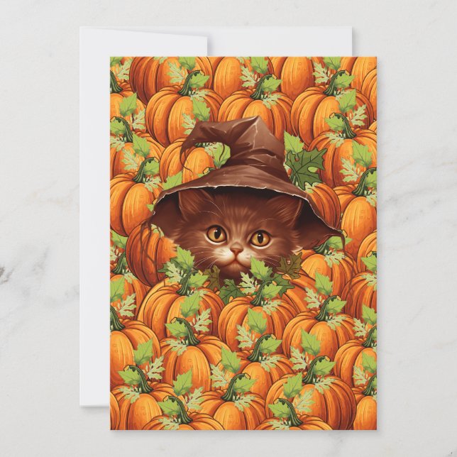 INVITATION CITROUILLES DE THANKSGIVING CHAT MIGNON (Devant)