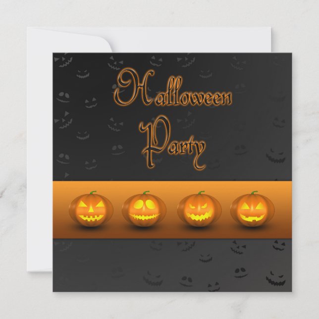 Invitation Citrouilles d'Halloween Jack-o-Lantern (Devant)