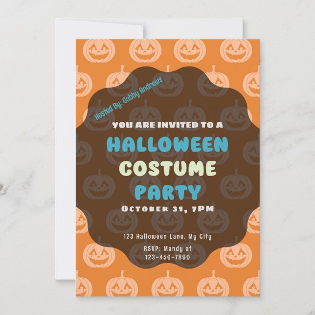 Invitation Citrouilles d'Halloween orange clair et orange fon (Devant)