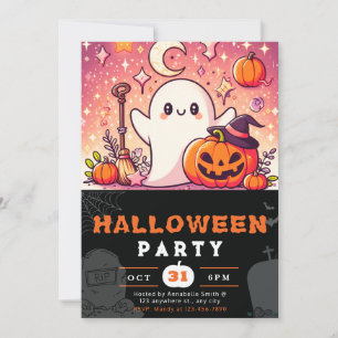 Invitation Citrouilles d'Halloween orange et violet
