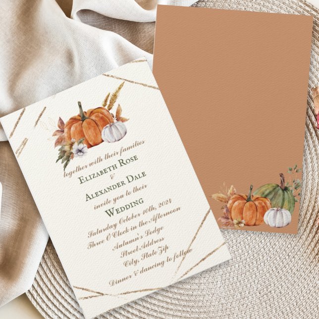 Invitation Citrouilles d'or Elegant Mariage de automne géomét (Créateur téléchargé)