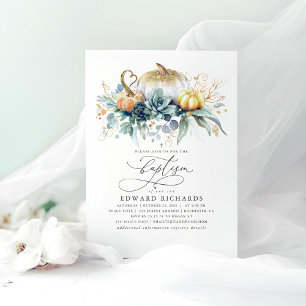 Invitation Citrouilles d'or et succulents verdure automne Bap