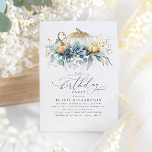 Invitation Citrouilles d'or Succulents Verdure automne Annive