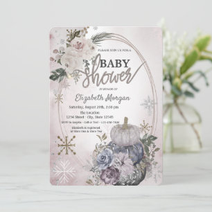 Invitation Citrouilles Élégantes Fleurs Bohèmes Baby Shower