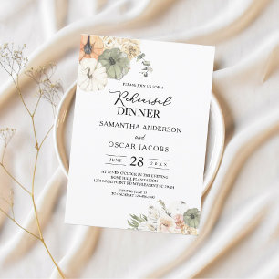 Invitation Citrouilles et fleurs d'aquarelle modernes