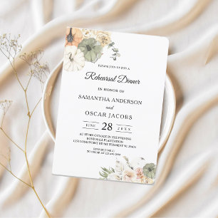 Invitation Citrouilles et fleurs d'aquarelle modernes