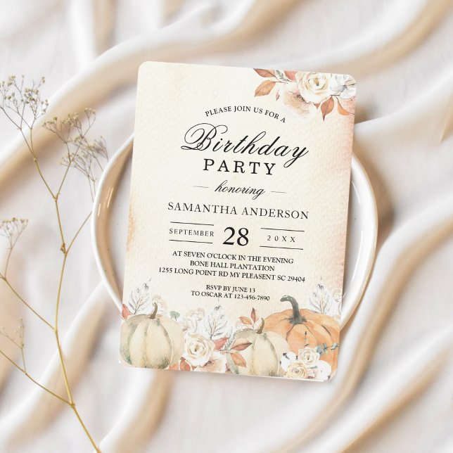 Invitation Citrouilles et Fleurs d'Automne Rustiques (Créateur téléchargé)