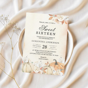 Invitation Citrouilles et fleurs rustiques d'automne 