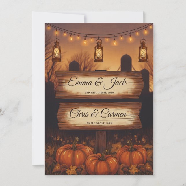 Invitation Citrouilles et Lanternes Mariage d'Automne (Devant)