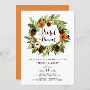 Invitation Citrouilles et Pinecones Wreath Fall Fête des mari