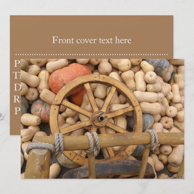 Invitation Citrouilles et Roue de la charrette rurale en bois (Devant / Derrière)